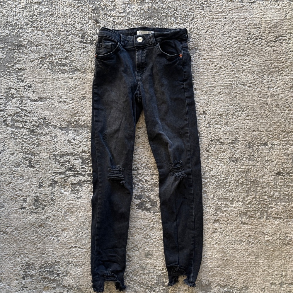 Zara Girls Black Ripped Jeans